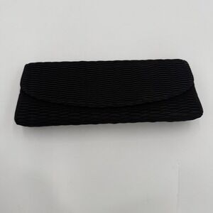 Vintage Garay Textured Clutch Purse Women's Black Elegant Formal Snap Closure